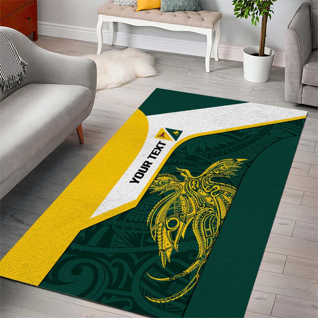 Personalised PNG Jiwaka Province Area Rug Bird of Paradise Tattoo Flag Motif - Polynesian Pride