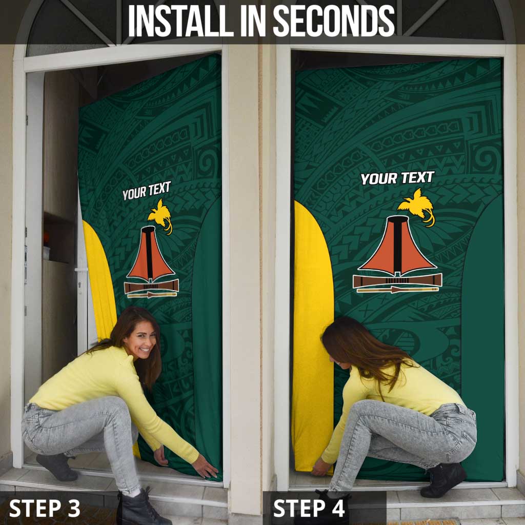 Personalised PNG Jiwaka Province Door Cover Bird of Paradise Tattoo Flag Motif - Polynesian Pride