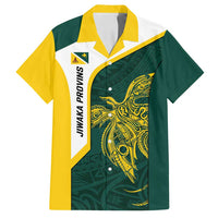 Personalised PNG Jiwaka Province Family Matching Long Sleeve Bodycon Dress and Hawaiian Shirt Bird of Paradise Tattoo Flag Motif - Polynesian Pride