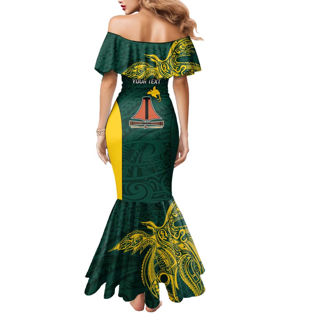 Personalised PNG Jiwaka Province Family Matching Mermaid Dress and Hawaiian Shirt Bird of Paradise Tattoo Flag Motif - Polynesian Pride