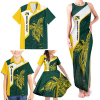 Personalised PNG Jiwaka Province Family Matching Tank Maxi Dress and Hawaiian Shirt Bird of Paradise Tattoo Flag Motif - Polynesian Pride