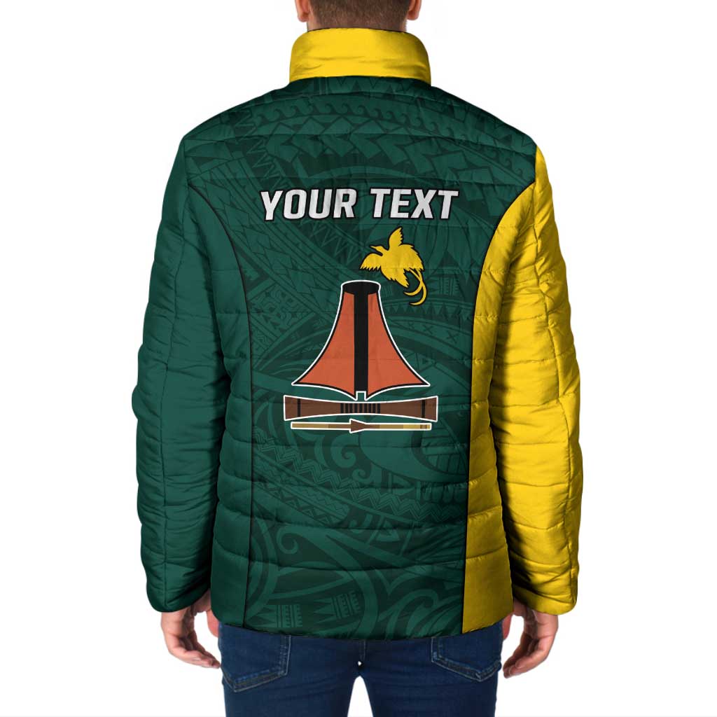 Personalised PNG Jiwaka Province Padded Jacket Bird of Paradise Tattoo Flag Motif LT9 - Polynesian Pride