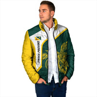 Personalised PNG Jiwaka Province Padded Jacket Bird of Paradise Tattoo Flag Motif LT9 - Polynesian Pride