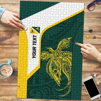 Personalised PNG Jiwaka Province Puzzle Bird of Paradise Tattoo Flag Motif LT9 Green - Polynesian Pride