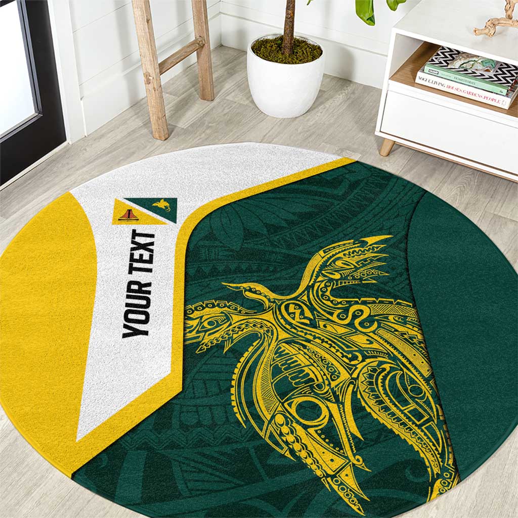 Personalised PNG Jiwaka Province Round Carpet Bird of Paradise Tattoo Flag Motif - Polynesian Pride