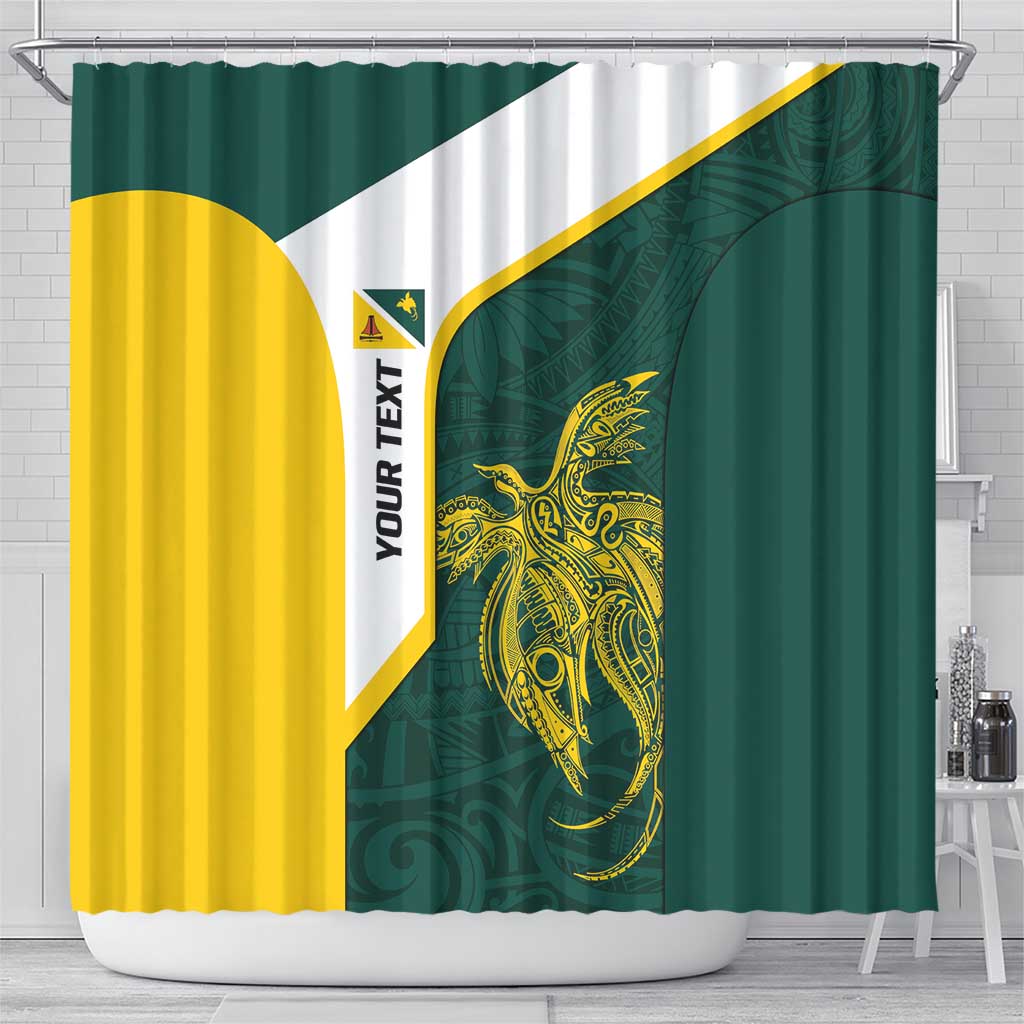 Personalised PNG Jiwaka Province Shower Curtain Bird of Paradise Tattoo Flag Motif - Polynesian Pride
