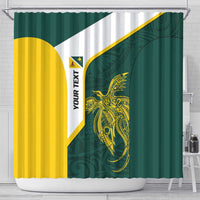 Personalised PNG Jiwaka Province Shower Curtain Bird of Paradise Tattoo Flag Motif - Polynesian Pride