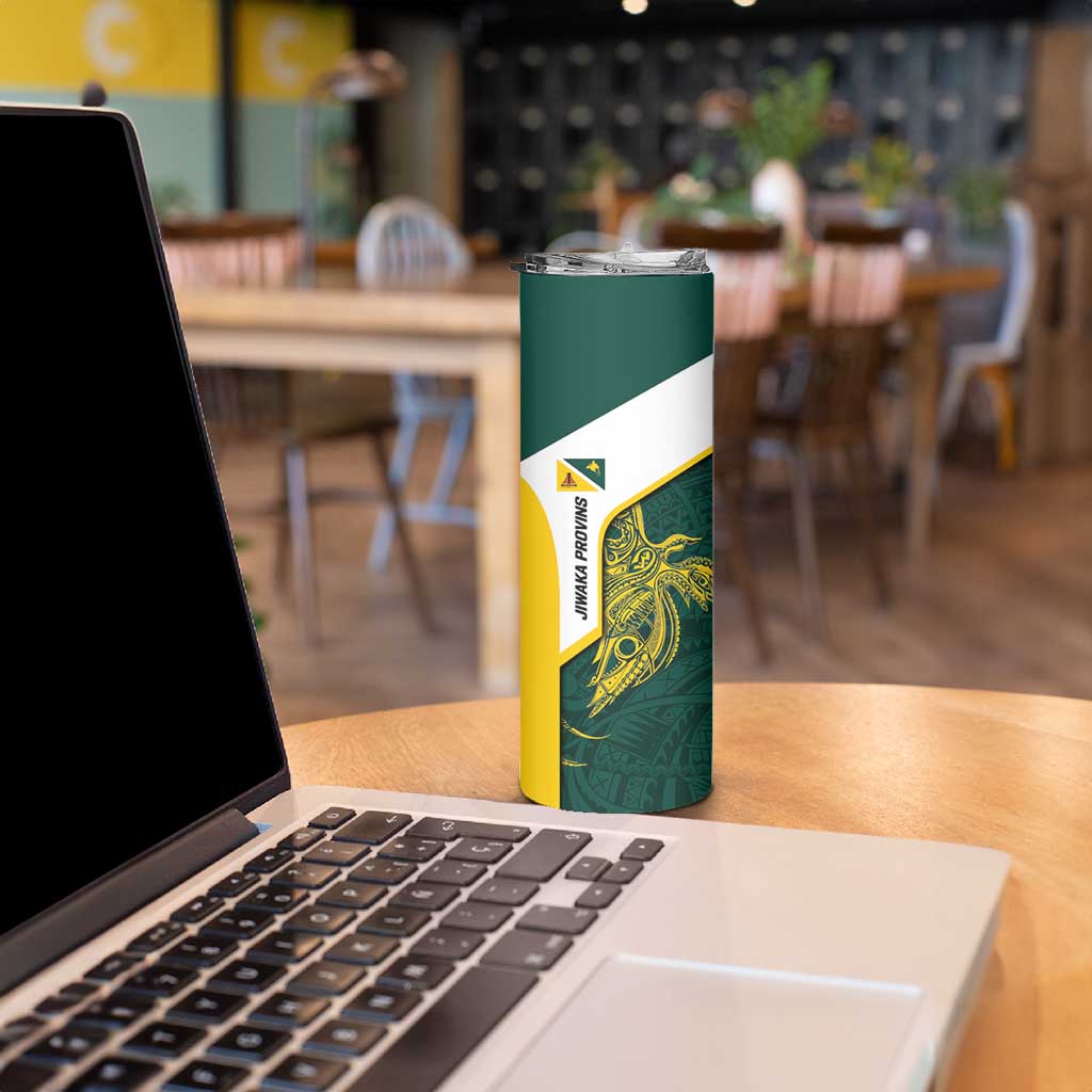 Personalised PNG Jiwaka Province Skinny Tumbler Bird of Paradise Tattoo Flag Motif - Polynesian Pride