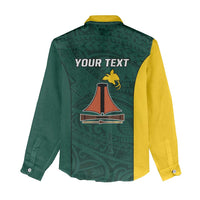 Personalised PNG Jiwaka Province Women Casual Shirt Bird of Paradise Tattoo Flag Motif - Polynesian Pride