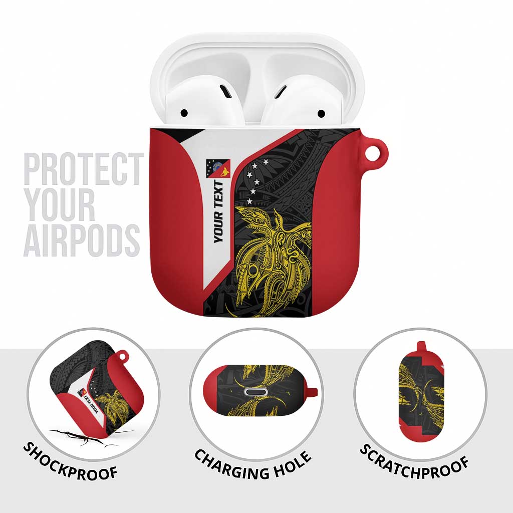 Personalised PNG Sandaun Province AirPods Case Bird of Paradise Tattoo Flag Motif - Polynesian Pride