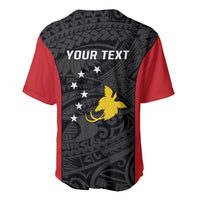 Personalised PNG Sandaun Province Baseball Jersey Bird of Paradise Tattoo Flag Motif - Polynesian Pride