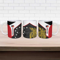 Personalised PNG Sandaun Province Ceramic Mug Bird of Paradise Tattoo Flag Motif - Polynesian Pride