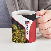 Personalised PNG Sandaun Province Ceramic Mug Bird of Paradise Tattoo Flag Motif - Polynesian Pride
