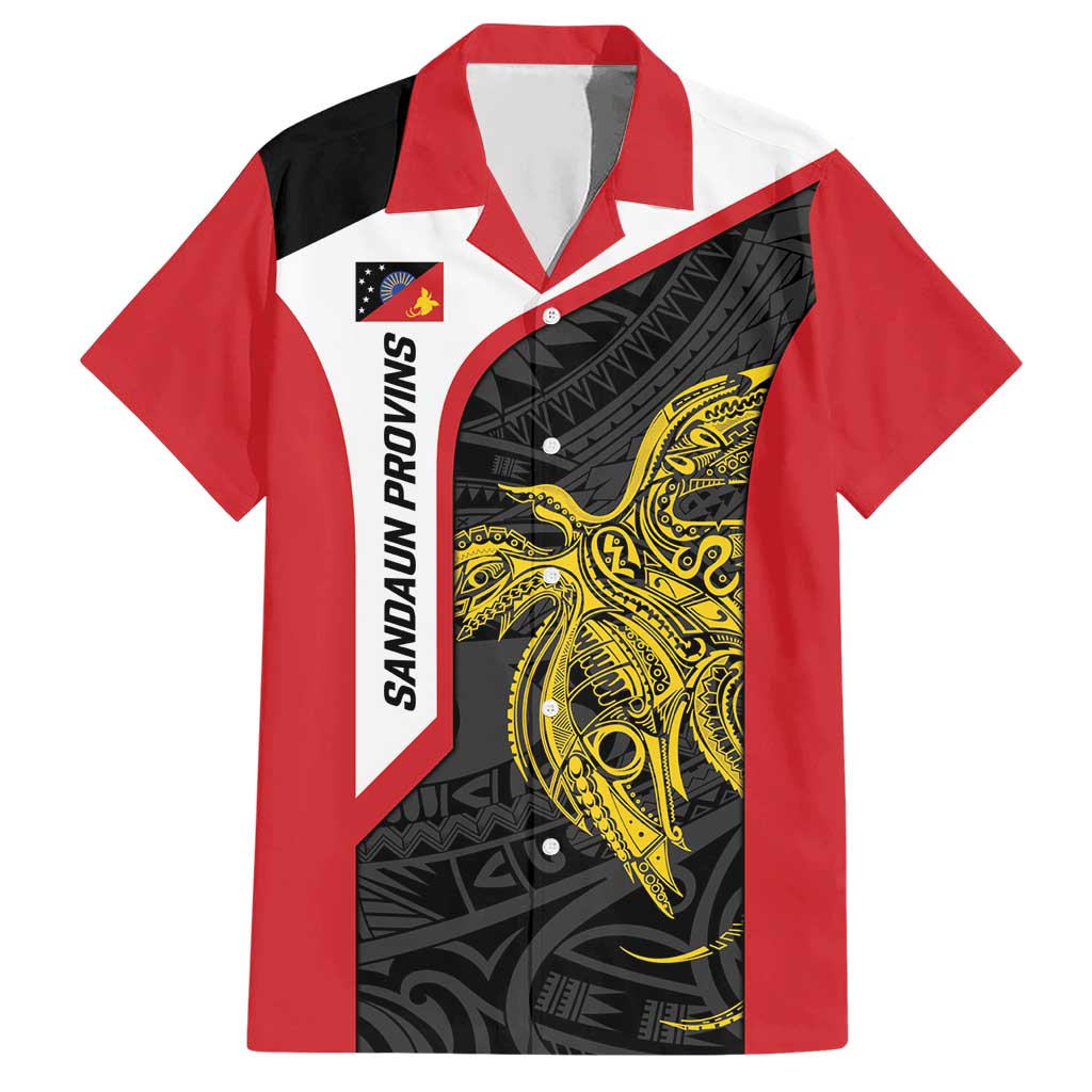 Personalised PNG Sandaun Province Hawaiian Shirt Bird of Paradise Tattoo Flag Motif - Polynesian Pride