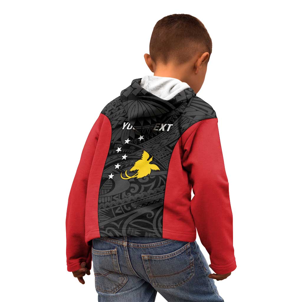Personalised PNG Sandaun Province Kid Hoodie Bird of Paradise Tattoo Flag Motif - Polynesian Pride