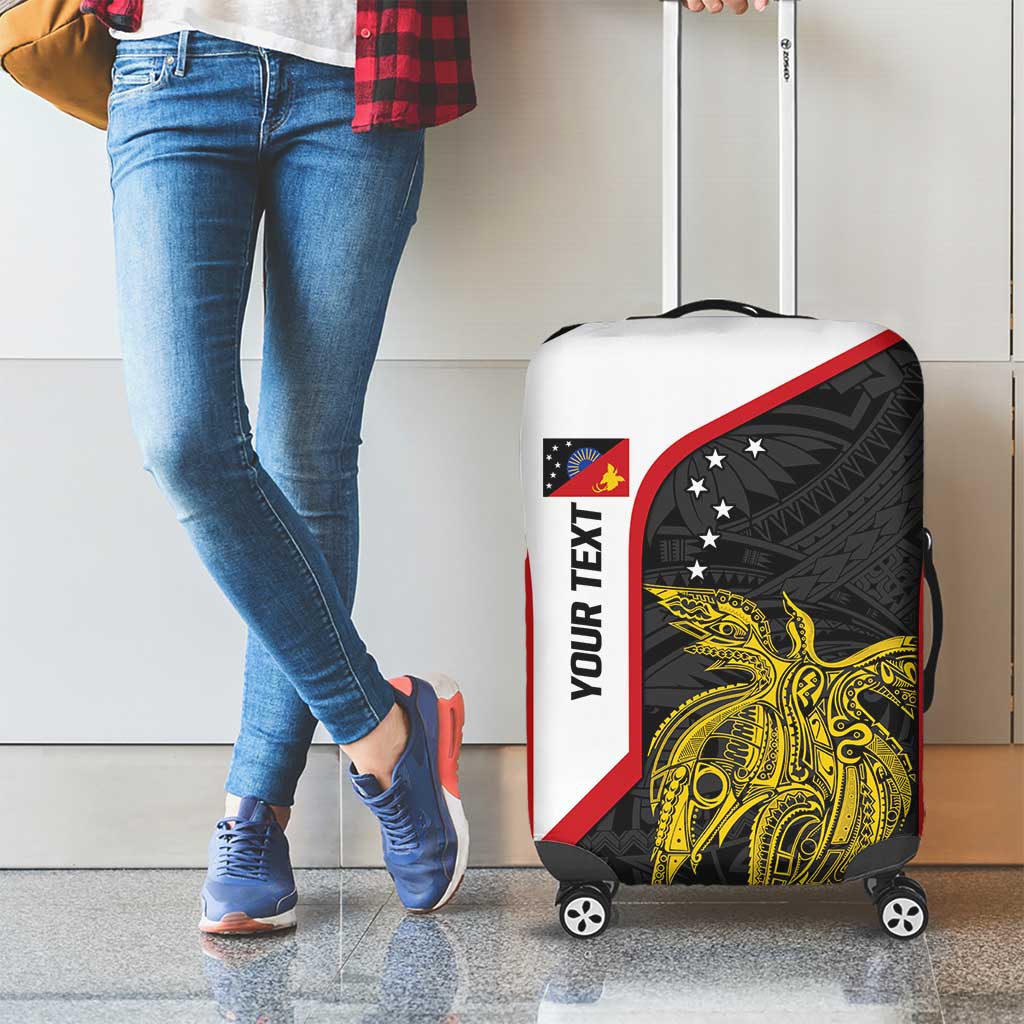 Personalised PNG Sandaun Province Luggage Cover Bird of Paradise Tattoo Flag Motif - Polynesian Pride