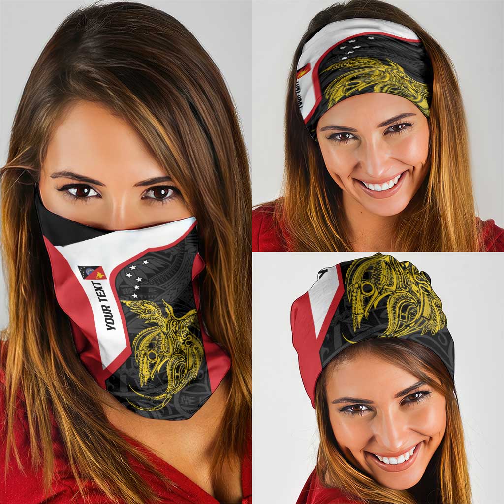 Personalised PNG Sandaun Province Neck Gaiter Bird of Paradise Tattoo Flag Motif - Polynesian Pride