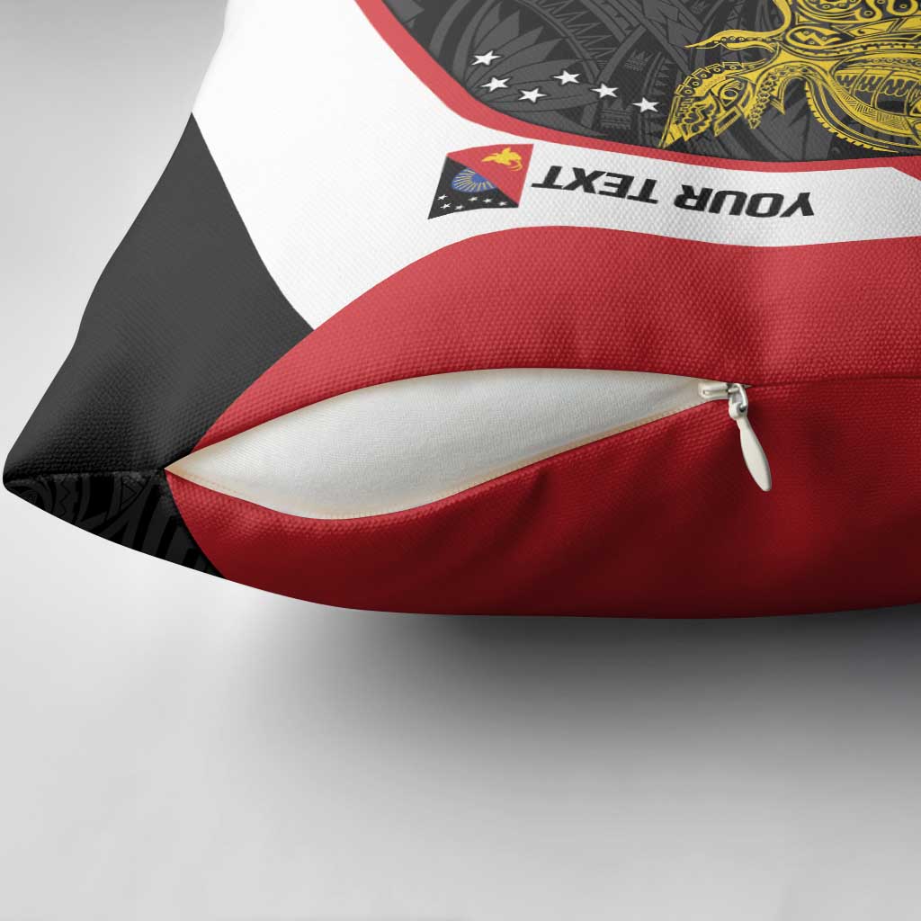 Personalised PNG Sandaun Province Pillow Cover Bird of Paradise Tattoo Flag Motif - Polynesian Pride