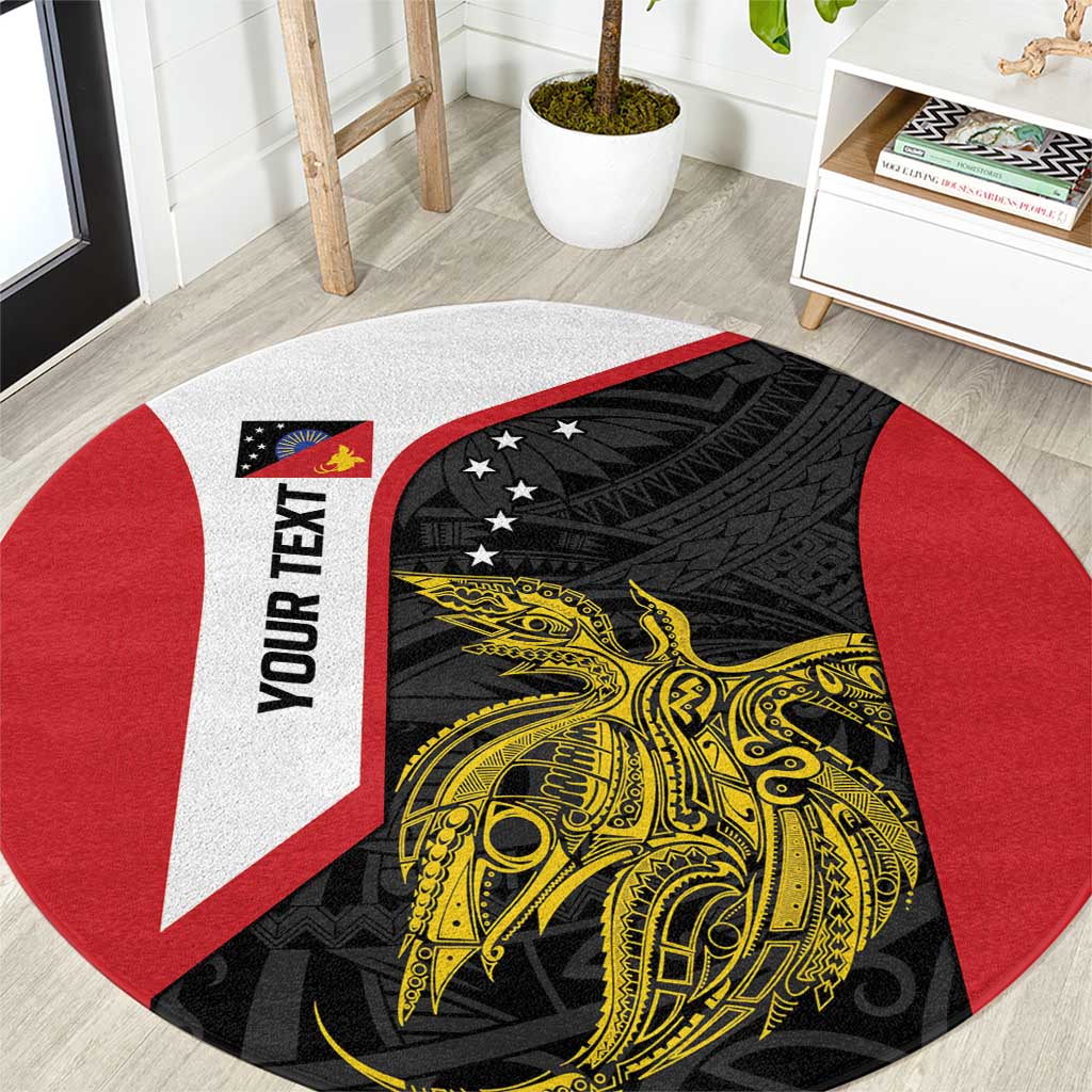 Personalised PNG Sandaun Province Round Carpet Bird of Paradise Tattoo Flag Motif - Polynesian Pride