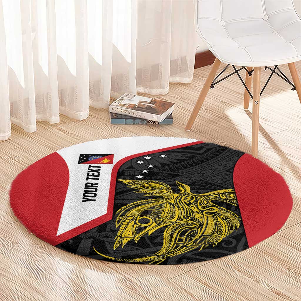 Personalised PNG Sandaun Province Round Carpet Bird of Paradise Tattoo Flag Motif - Polynesian Pride