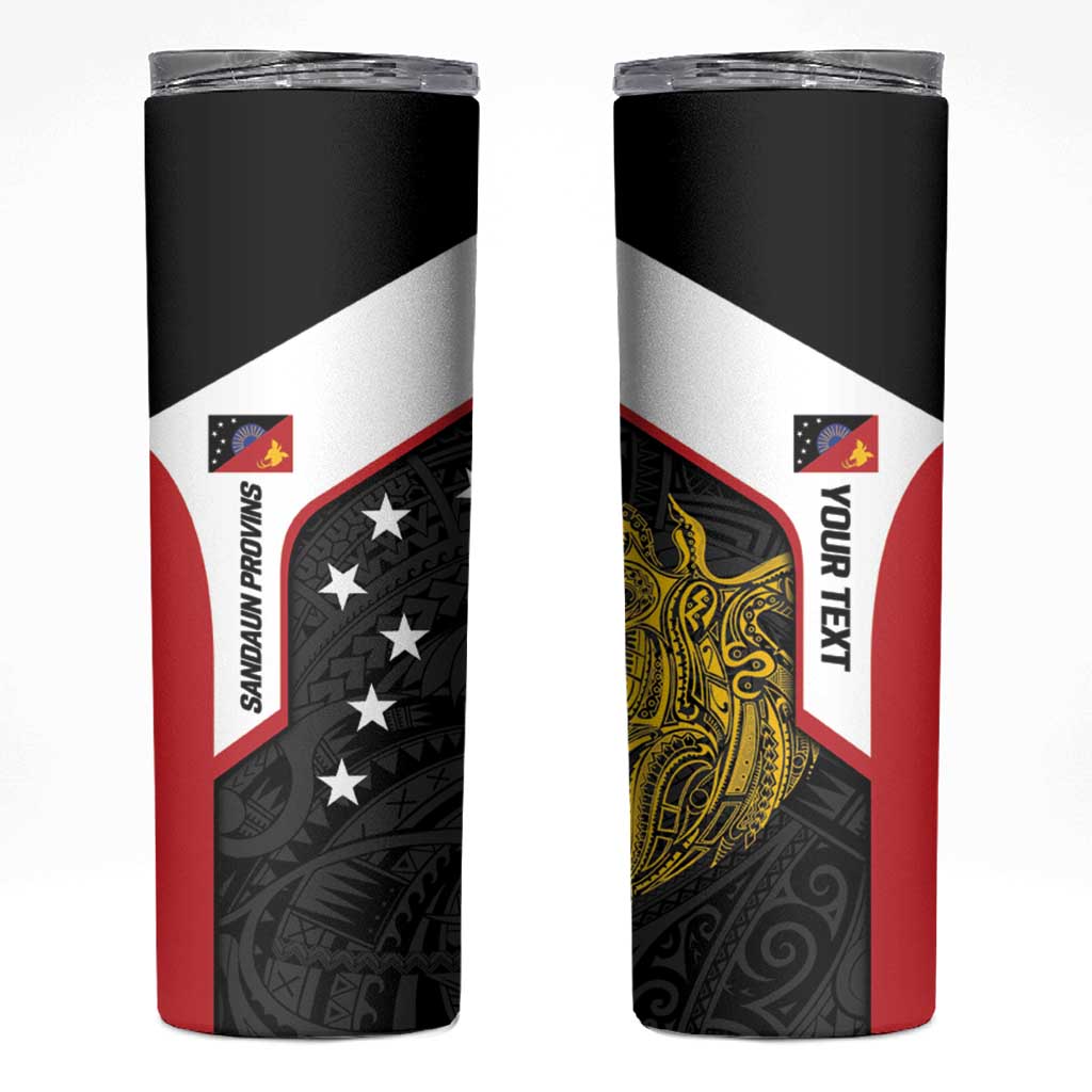 Personalised PNG Sandaun Province Skinny Tumbler Bird of Paradise Tattoo Flag Motif - Polynesian Pride