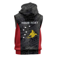 Personalised PNG Sandaun Province Sleeveless Hoodie Bird of Paradise Tattoo Flag Motif - Polynesian Pride