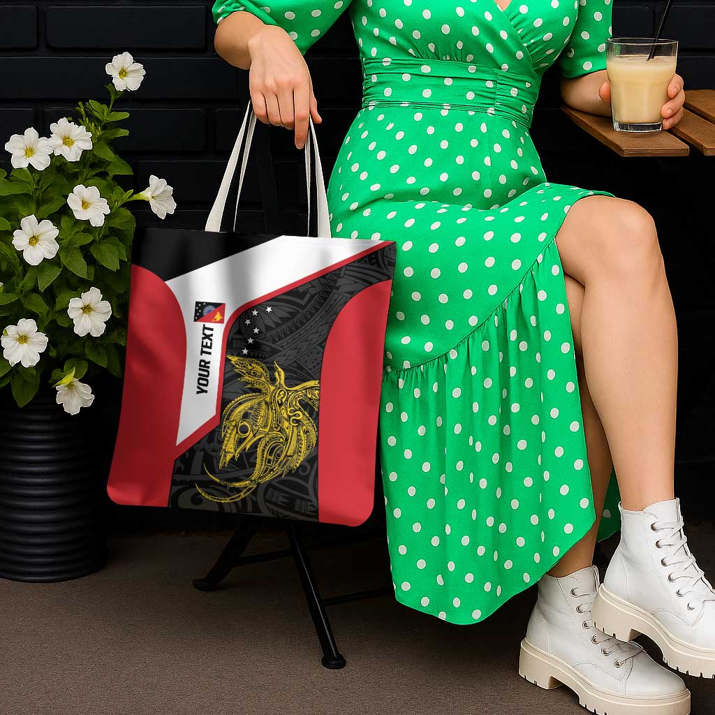 Personalised PNG Sandaun Province Tote Bag Bird of Paradise Tattoo Flag Motif - Polynesian Pride