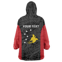 Personalised PNG Sandaun Province Wearable Blanket Hoodie Bird of Paradise Tattoo Flag Motif - Polynesian Pride