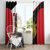 Personalised PNG Sandaun Province Window Curtain Bird of Paradise Tattoo Flag Motif - Polynesian Pride