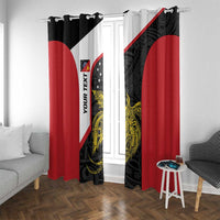 Personalised PNG Sandaun Province Window Curtain Bird of Paradise Tattoo Flag Motif - Polynesian Pride