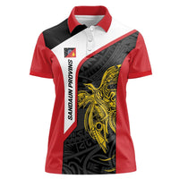 Personalised PNG Sandaun Province Women Polo Shirt Bird of Paradise Tattoo Flag Motif - Polynesian Pride