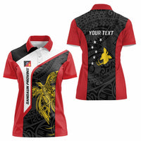 Personalised PNG Sandaun Province Women Polo Shirt Bird of Paradise Tattoo Flag Motif - Polynesian Pride