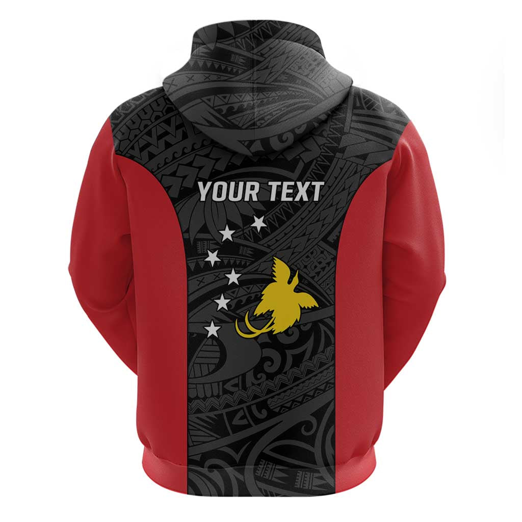 Personalised PNG Sandaun Province Zip Hoodie Bird of Paradise Tattoo Flag Motif - Polynesian Pride