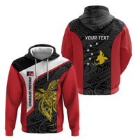 Personalised PNG Sandaun Province Zip Hoodie Bird of Paradise Tattoo Flag Motif - Polynesian Pride