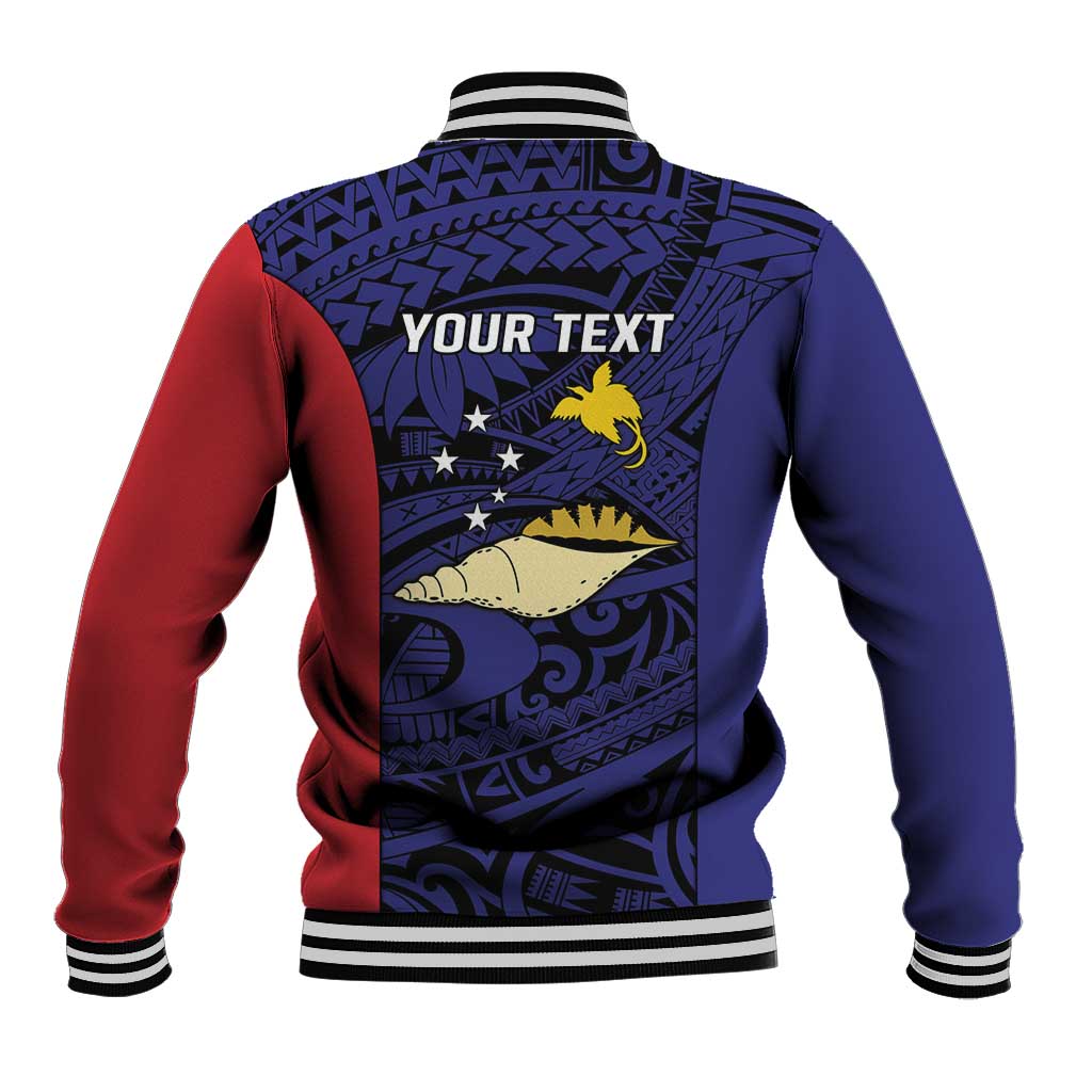 Personalised PNG West New Britain Province Baseball Jacket Bird of Paradise Tattoo Flag Motif - Polynesian Pride