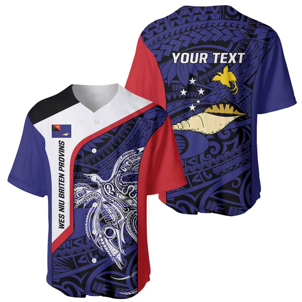 Personalised PNG West New Britain Province Baseball Jersey Bird of Paradise Tattoo Flag Motif - Polynesian Pride