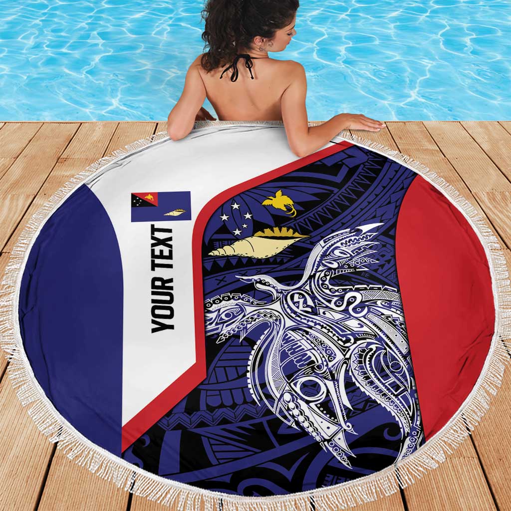 Personalised PNG West New Britain Province Beach Blanket Bird of Paradise Tattoo Flag Motif - Polynesian Pride