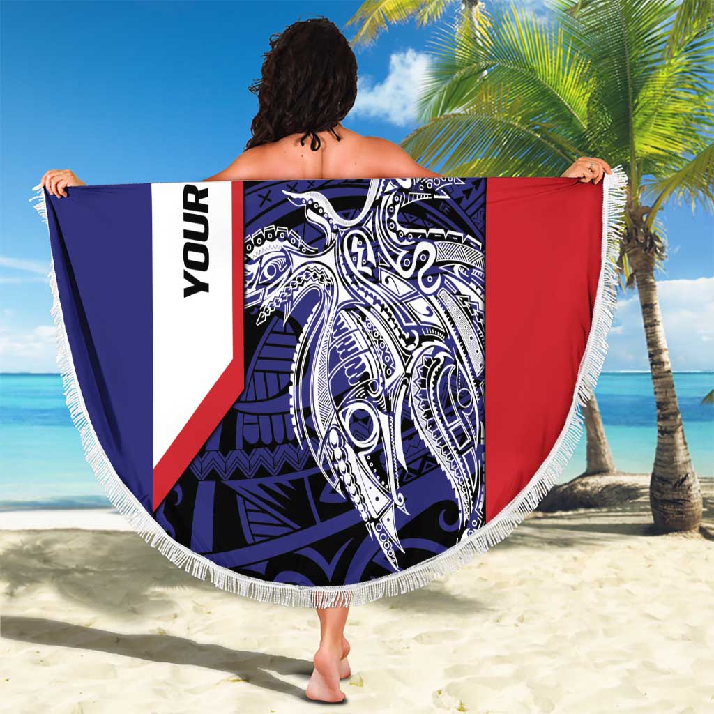 Personalised PNG West New Britain Province Beach Blanket Bird of Paradise Tattoo Flag Motif - Polynesian Pride