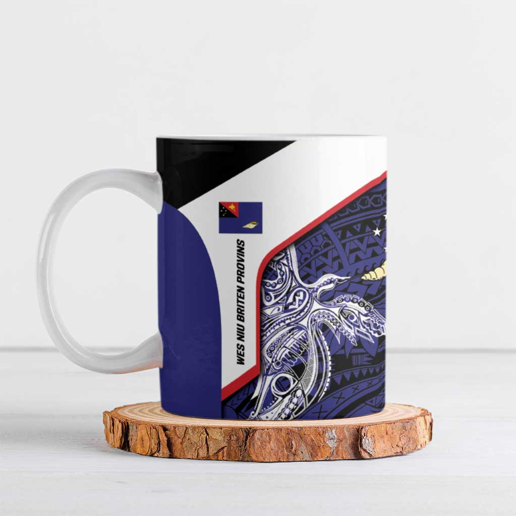 Personalised PNG West New Britain Province Ceramic Mug Bird of Paradise Tattoo Flag Motif - Polynesian Pride