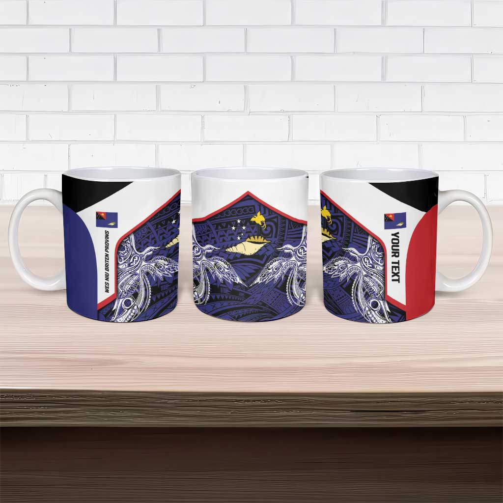 Personalised PNG West New Britain Province Ceramic Mug Bird of Paradise Tattoo Flag Motif - Polynesian Pride