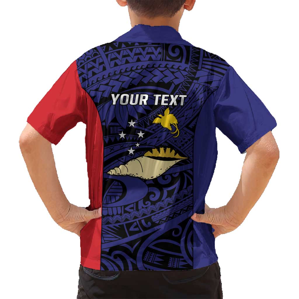 Personalised PNG West New Britain Province Family Matching Off Shoulder Short Dress and Hawaiian Shirt Bird of Paradise Tattoo Flag Motif - Polynesian Pride