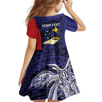 Personalised PNG West New Britain Province Family Matching Off Shoulder Short Dress and Hawaiian Shirt Bird of Paradise Tattoo Flag Motif - Polynesian Pride