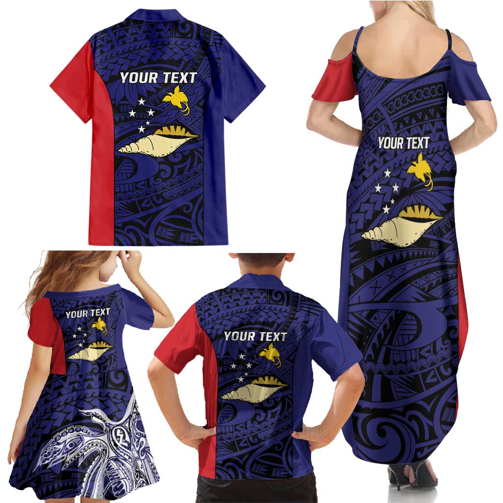Personalised PNG West New Britain Province Family Matching Summer Maxi Dress and Hawaiian Shirt Bird of Paradise Tattoo Flag Motif - Polynesian Pride