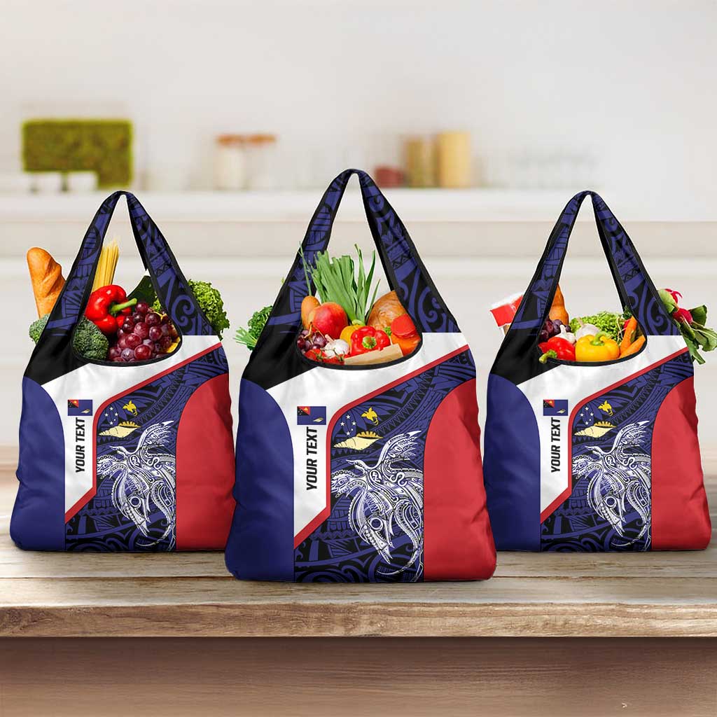 Personalised PNG West New Britain Province Grocery Bag Bird of Paradise Tattoo Flag Motif - Polynesian Pride