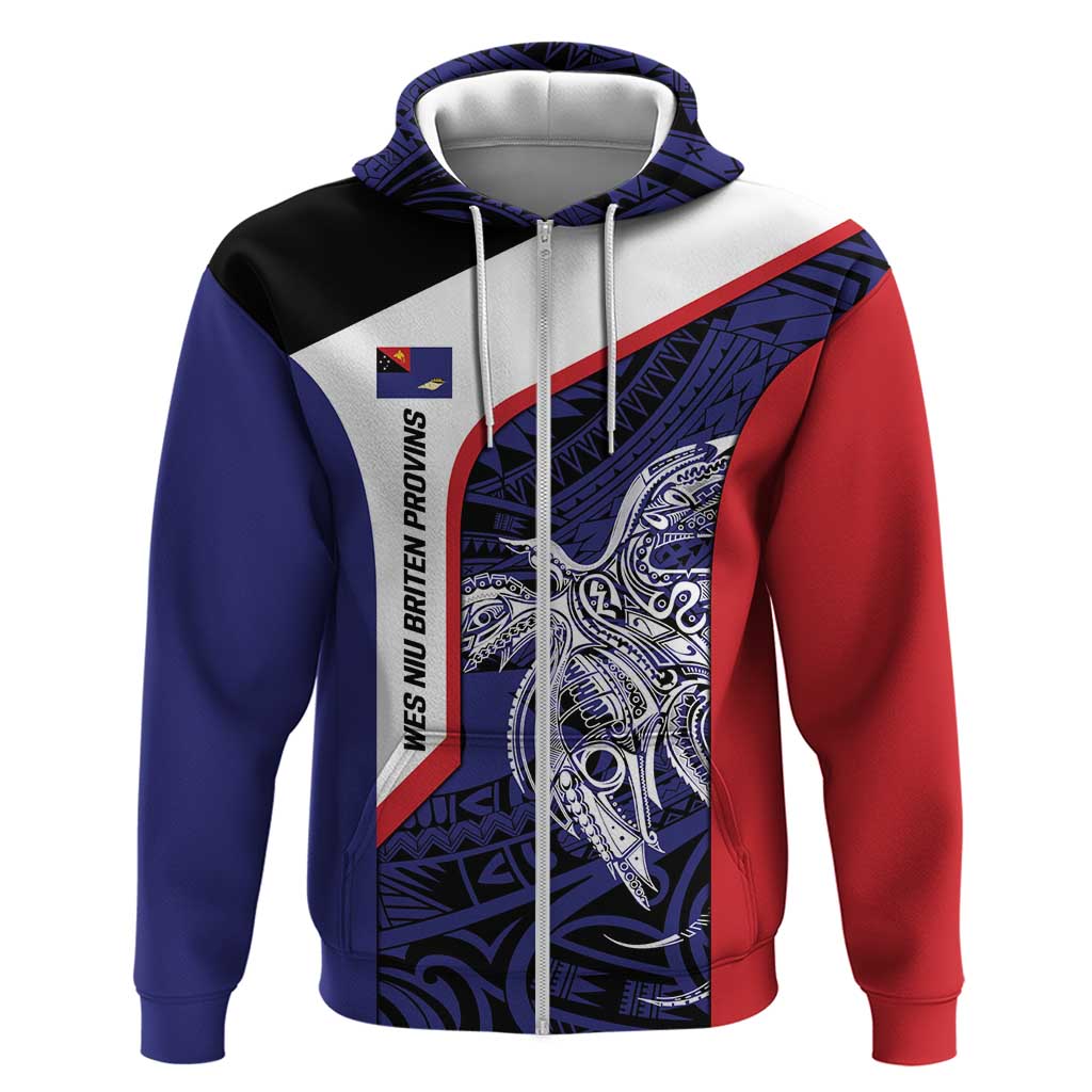Personalised PNG West New Britain Province Hoodie Bird of Paradise Tattoo Flag Motif - Polynesian Pride