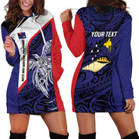 Personalised PNG West New Britain Province Hoodie Dress Bird of Paradise Tattoo Flag Motif - Polynesian Pride