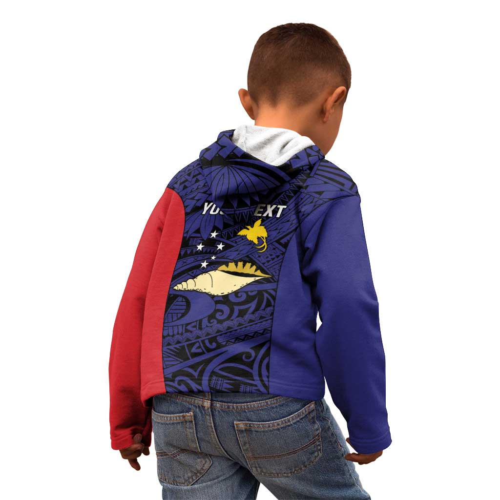 Personalised PNG West New Britain Province Kid Hoodie Bird of Paradise Tattoo Flag Motif - Polynesian Pride