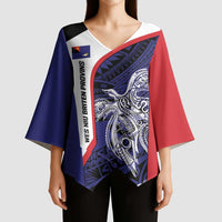 Personalised PNG West New Britain Province Kimono Sleeve Blouse Bird of Paradise Tattoo Flag Motif - Polynesian Pride