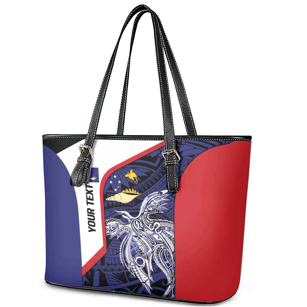 Personalised PNG West New Britain Province Leather Tote Bag Bird of Paradise Tattoo Flag Motif - Polynesian Pride