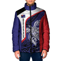 Personalised PNG West New Britain Province Padded Jacket Bird of Paradise Tattoo Flag Motif LT9 Men Blue - Polynesian Pride